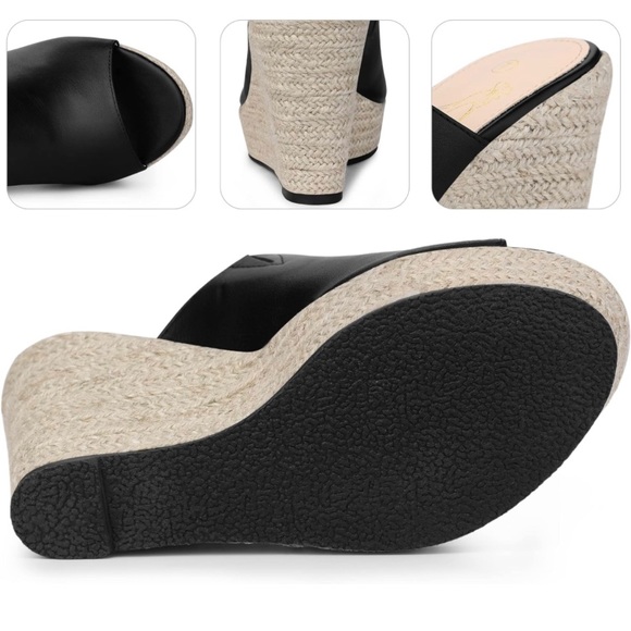 Black Open Toe, Slide Platform Heel size 6 - Picture 3 of 7